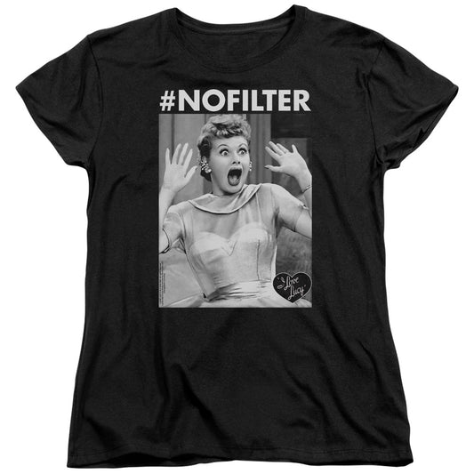I Love Lucy No Filter S S Women's Tee Black