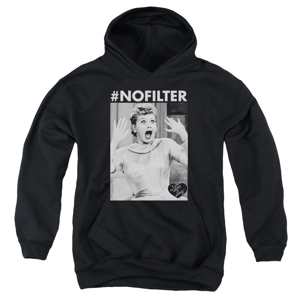 I Love Lucy No Filter Kids Youth Hoodie Black