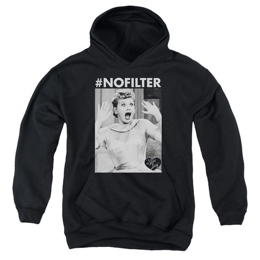 I Love Lucy No Filter Kids Youth Hoodie Black