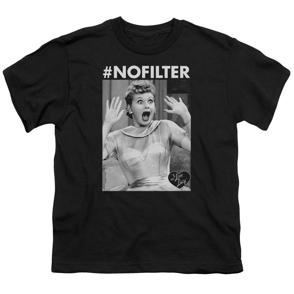I Love Lucy No Filter Kids Youth T Shirt Black