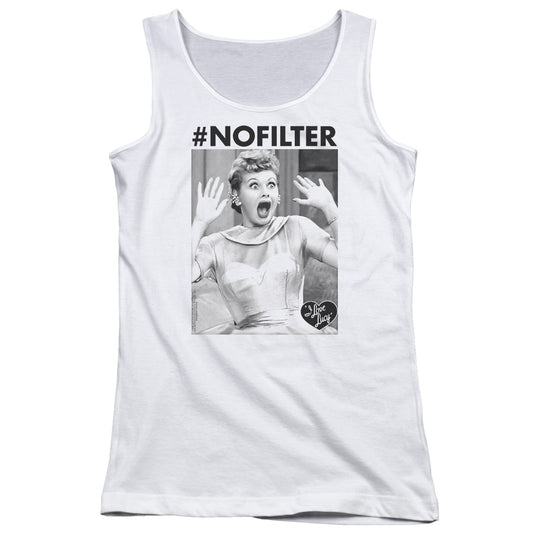 I Love Lucy No Filter Womens Tank Top Shirt White