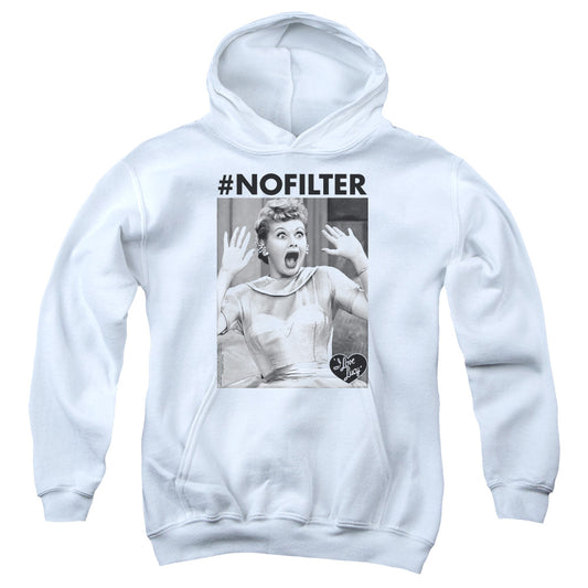 I Love Lucy No Filter Kids Youth Hoodie White
