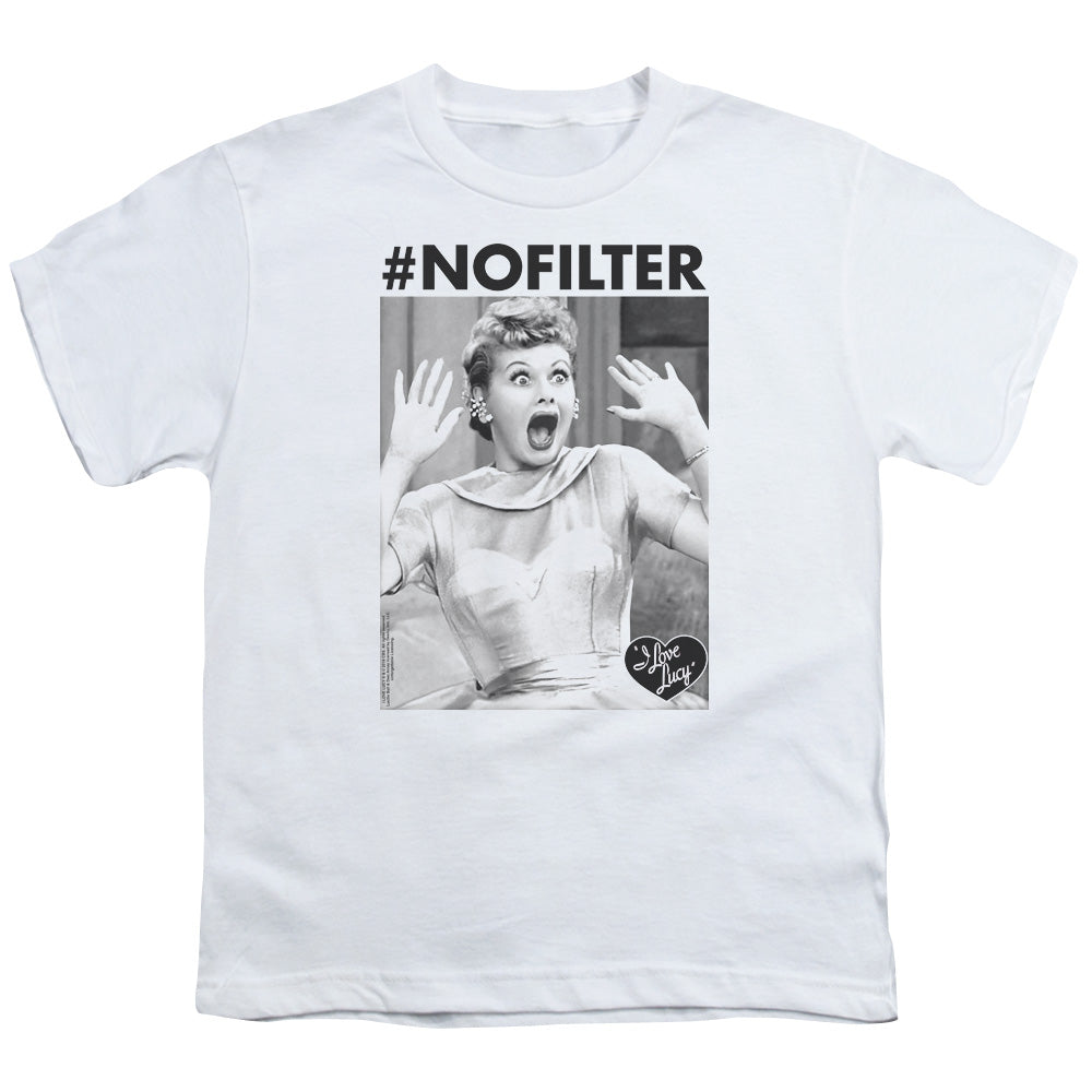 I Love Lucy No Filter Kids Youth T Shirt White
