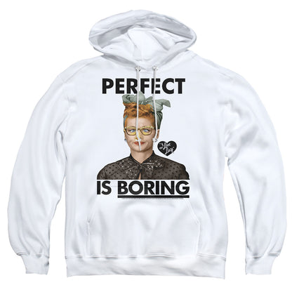 I Love Lucy Perfect Is Boring Mens Hoodie White Officially Licensed