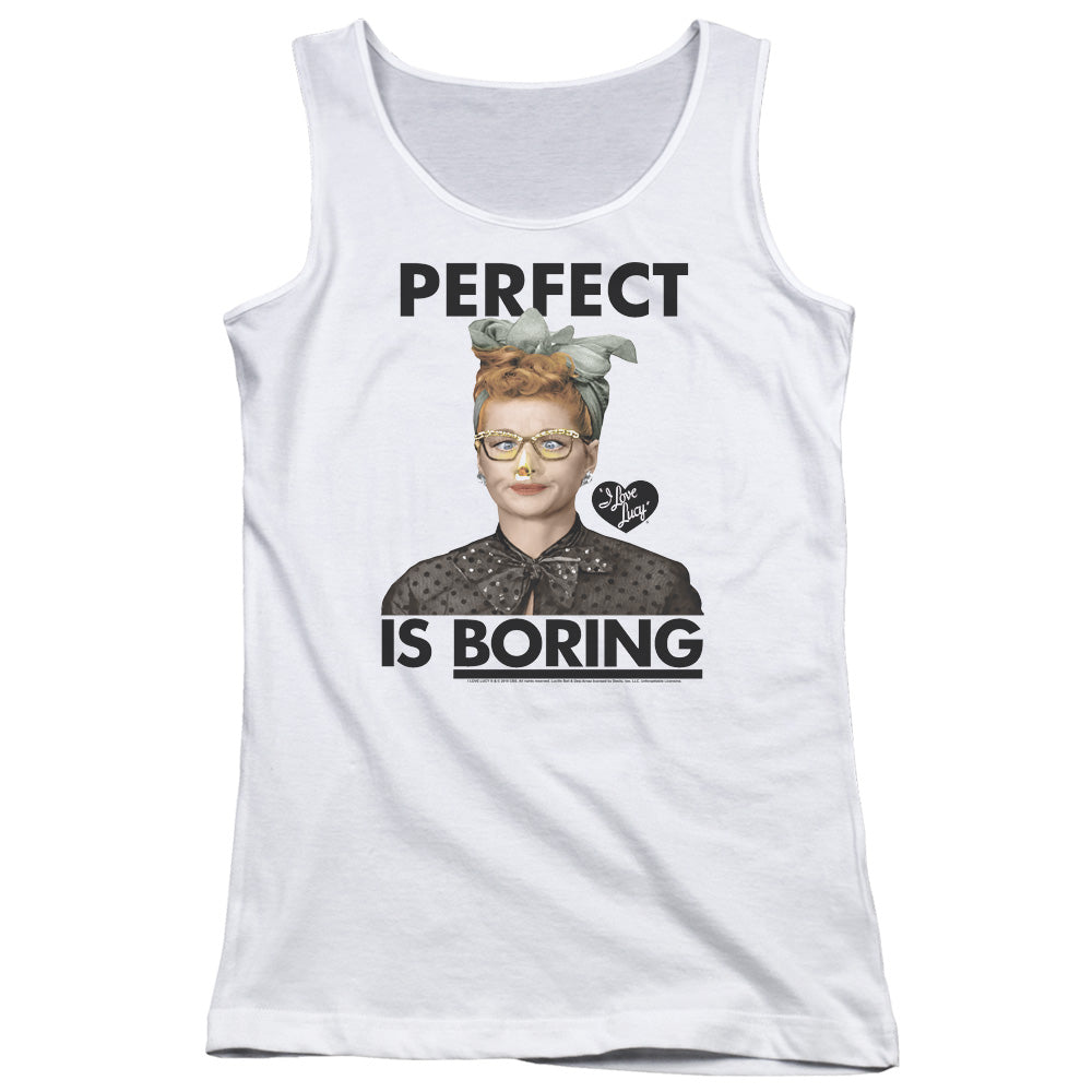 I Love Lucy Perfect is Boring Womens Tank Top Shirt White