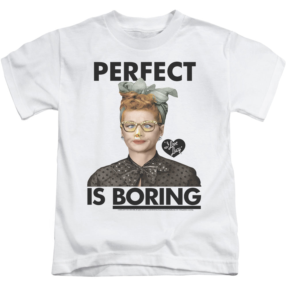 I Love Lucy Perfect is Boring Juvenile Kids Youth T Shirt White