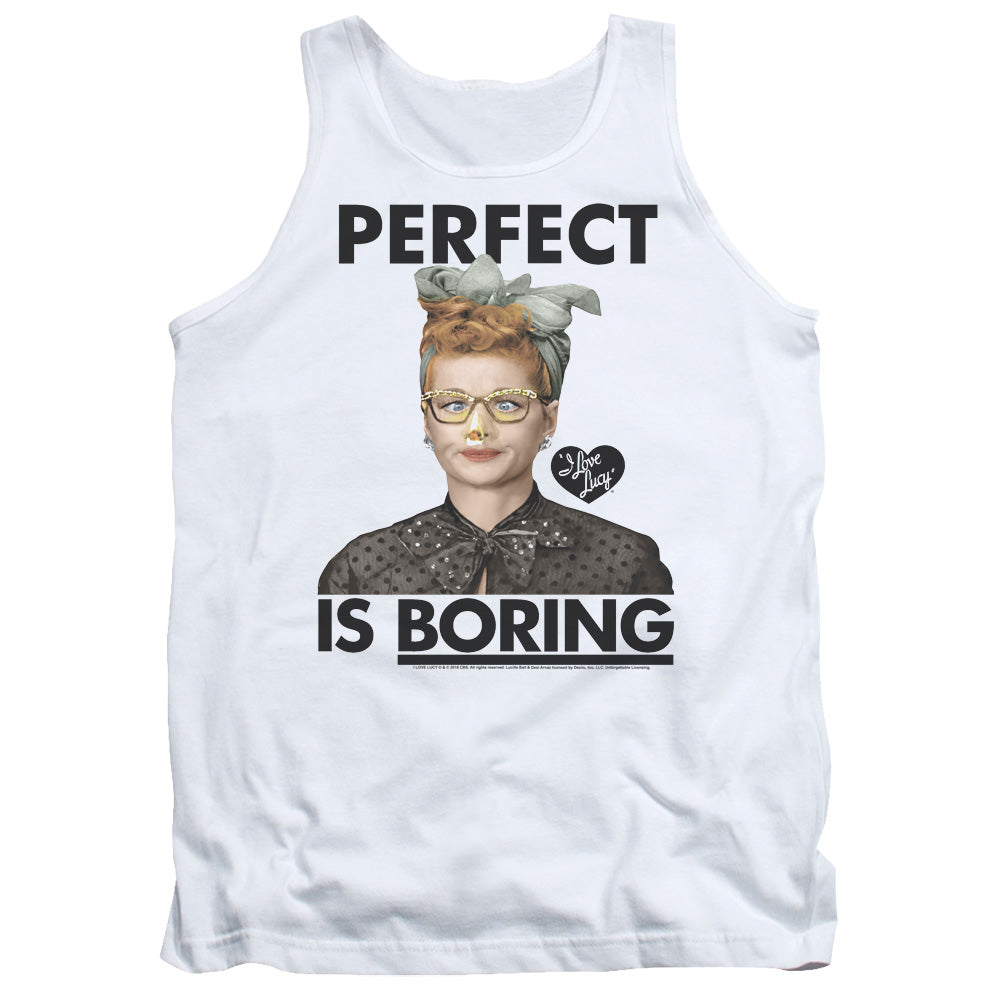 I Love Lucy Perfect is Boring Mens Tank Top Shirt White