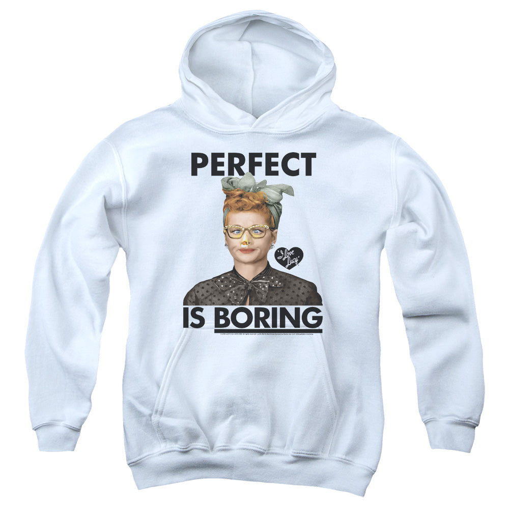 I Love Lucy Perfect is Boring Kids Youth Hoodie White