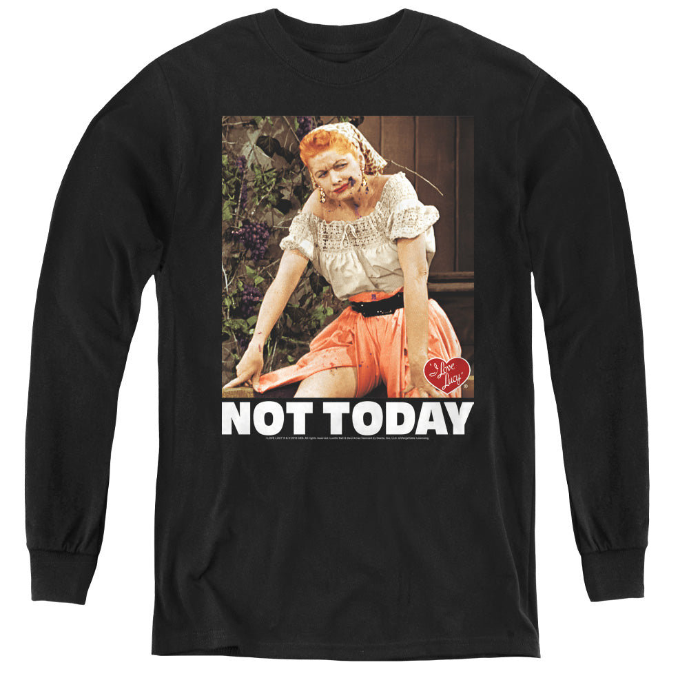 I Love Lucy Not Today Long Sleeve Kids Youth T Shirt Black