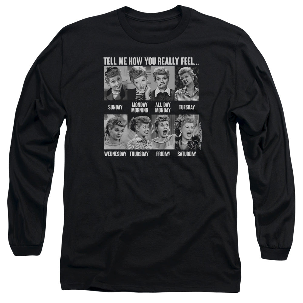 I Love Lucy 8 Days a Week Mens Long Sleeve Shirt Black