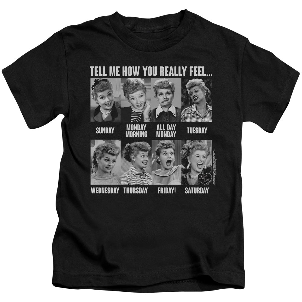 I Love Lucy 8 Days a Week Juvenile Kids Youth T Shirt Black