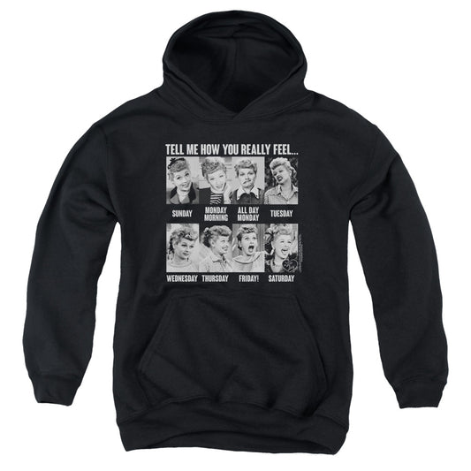 I Love Lucy 8 Days a Week Kids Youth Hoodie Black