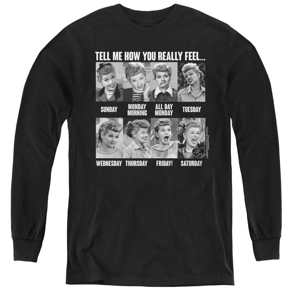 I Love Lucy 8 Days a Week Long Sleeve Kids Youth T Shirt Black