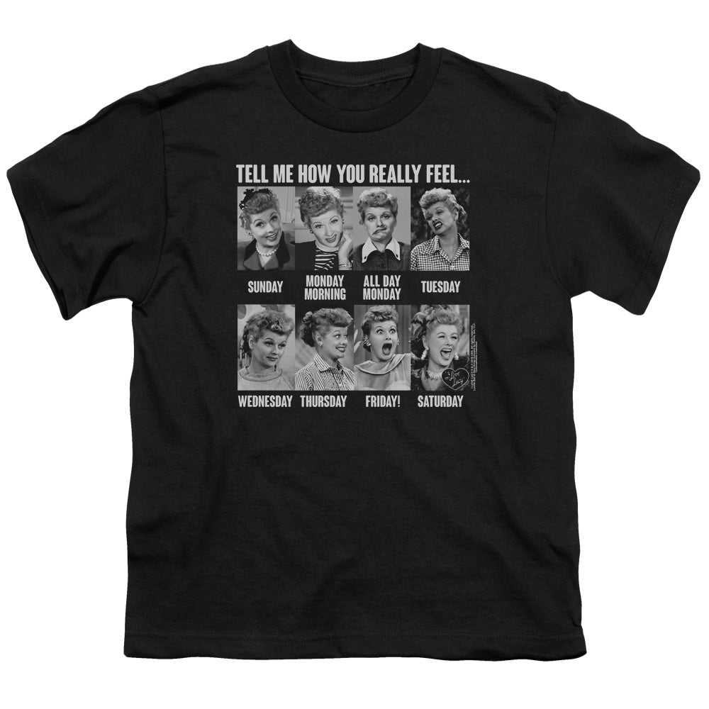 I Love Lucy 8 Days a Week Kids Youth T Shirt Black