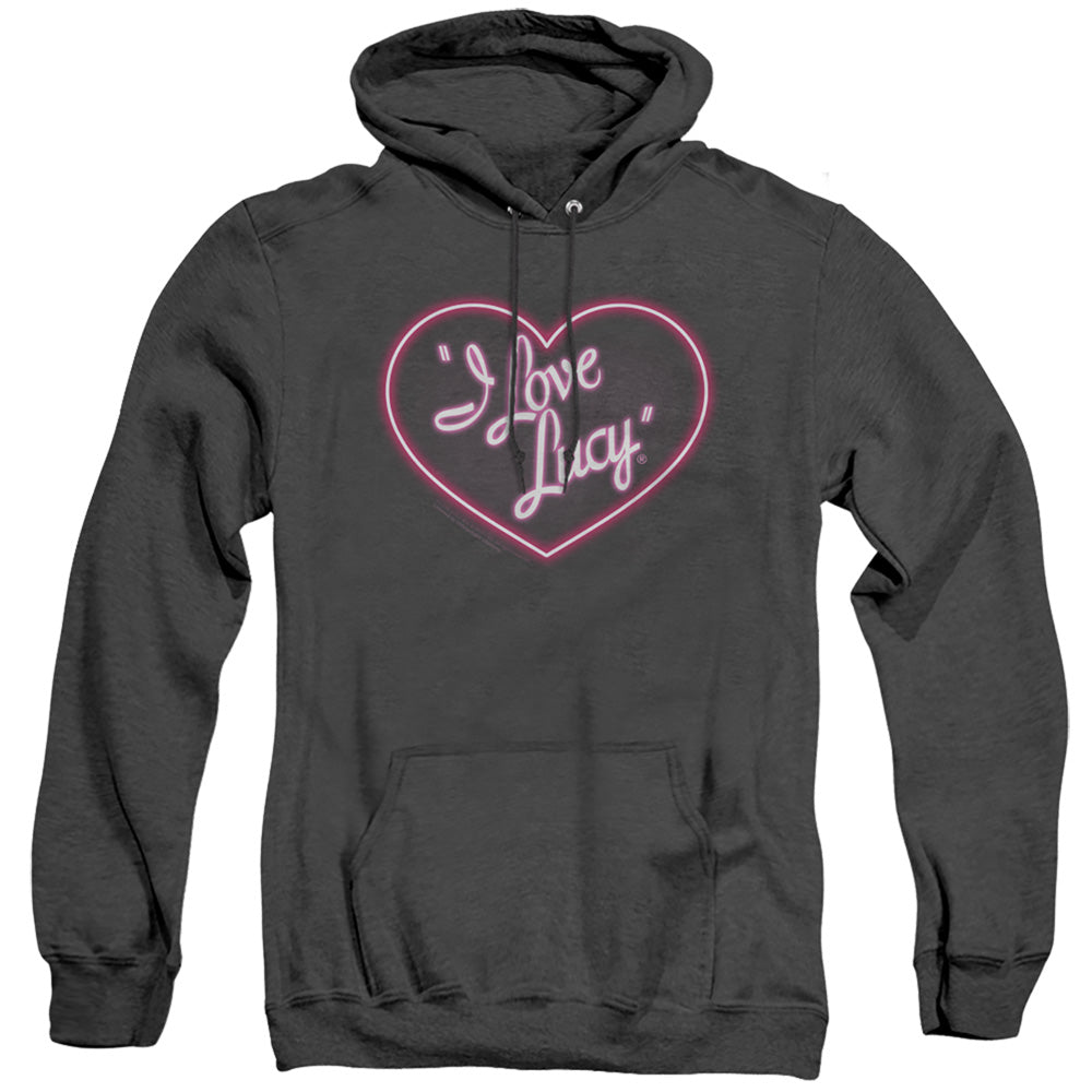 I Love Lucy Neon Logo Heather Mens Hoodie Black