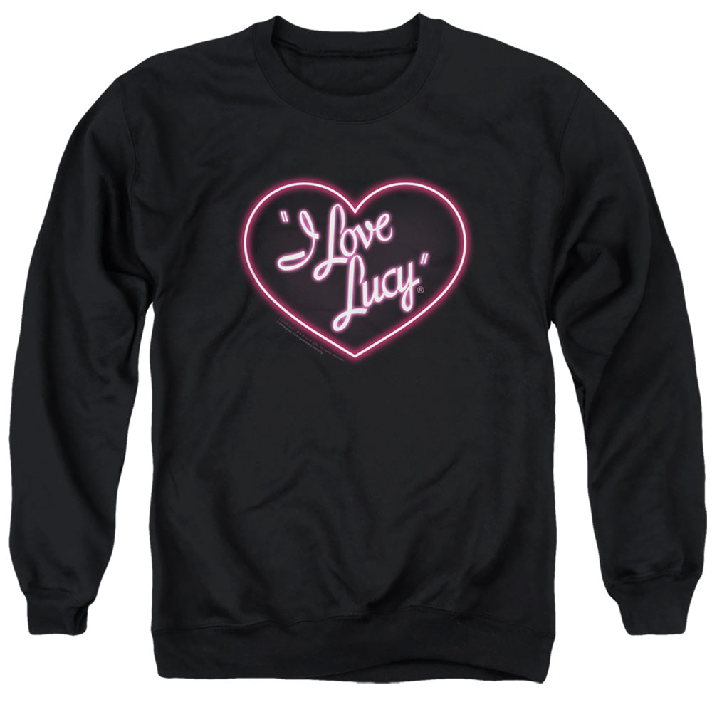 I Love Lucy Neon Logo Mens Crewneck Sweatshirt Black