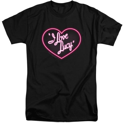 I Love Lucy Neon Logo Mens Tall T Shirt Black