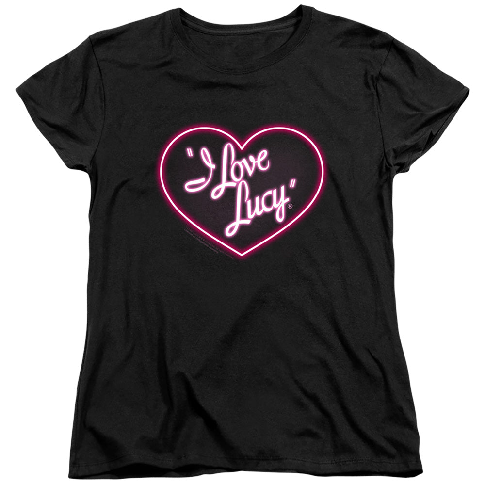 I Love Lucy Neon Logo S S Women's Tee Black