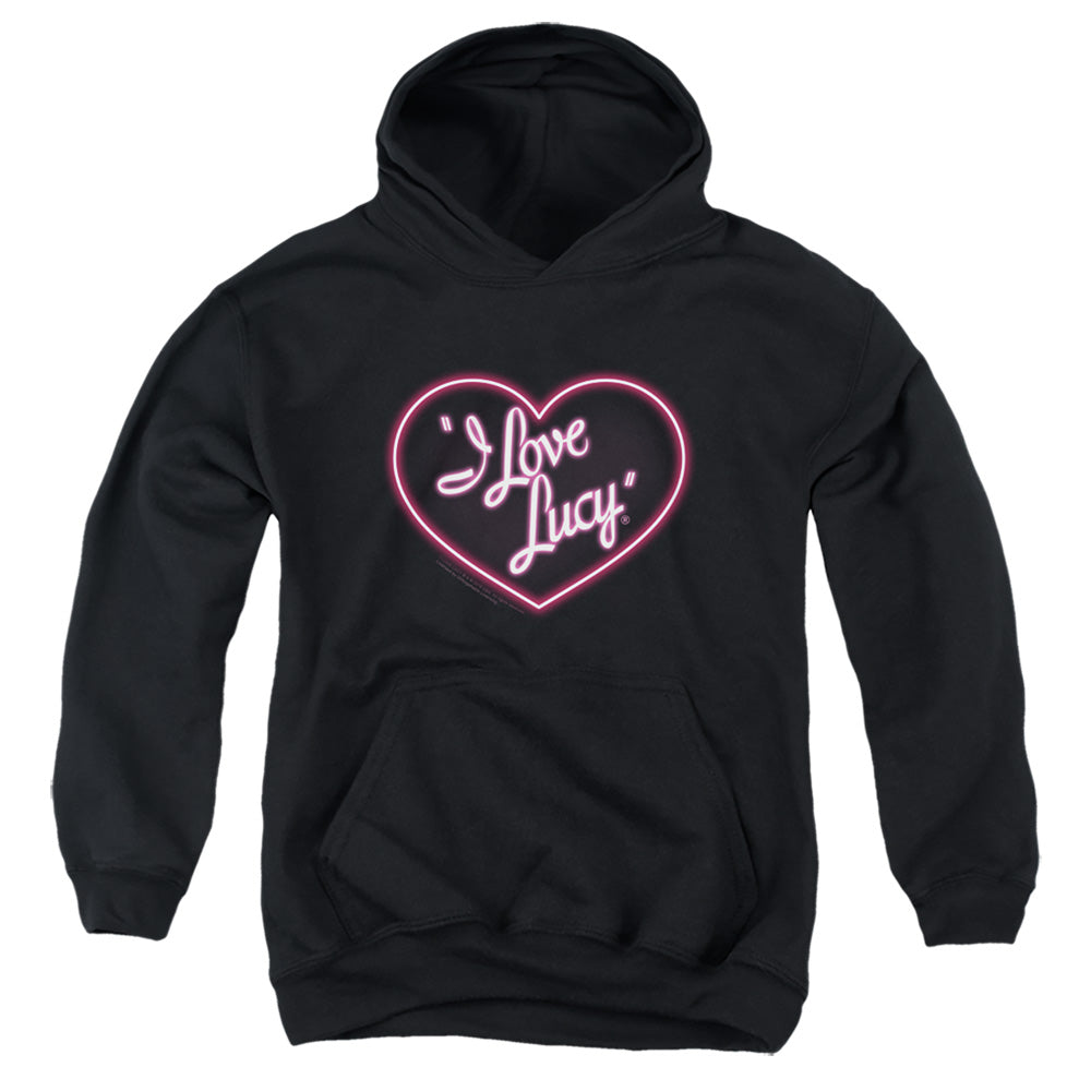 I Love Lucy Neon Logo Kids Youth Hoodie Black