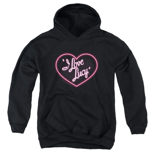 I Love Lucy Neon Logo Kids Youth Hoodie Black