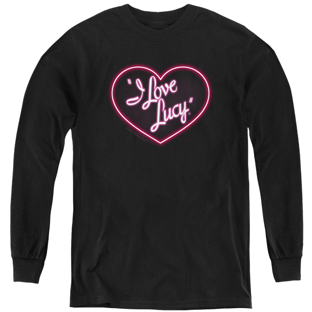 I Love Lucy Neon Logo Long Sleeve Kids Youth T Shirt Black