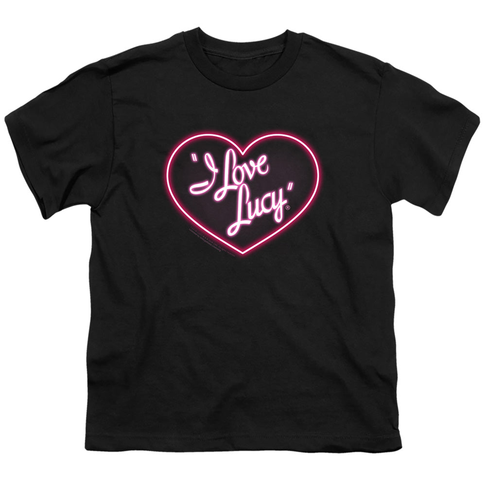 I Love Lucy Neon Logo Kids Youth T Shirt Black