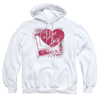I Love Lucy Spray Paint Heart Mens Hoodie White Officially Licensed