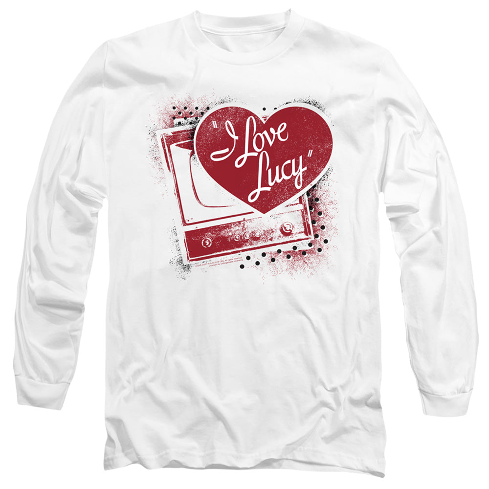 I Love Lucy Spray Paint Heart Mens Long Sleeve Shirt White