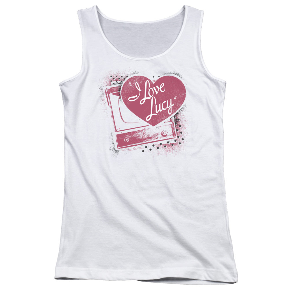 I Love Lucy Spray Paint Heart Womens Tank Top Shirt White