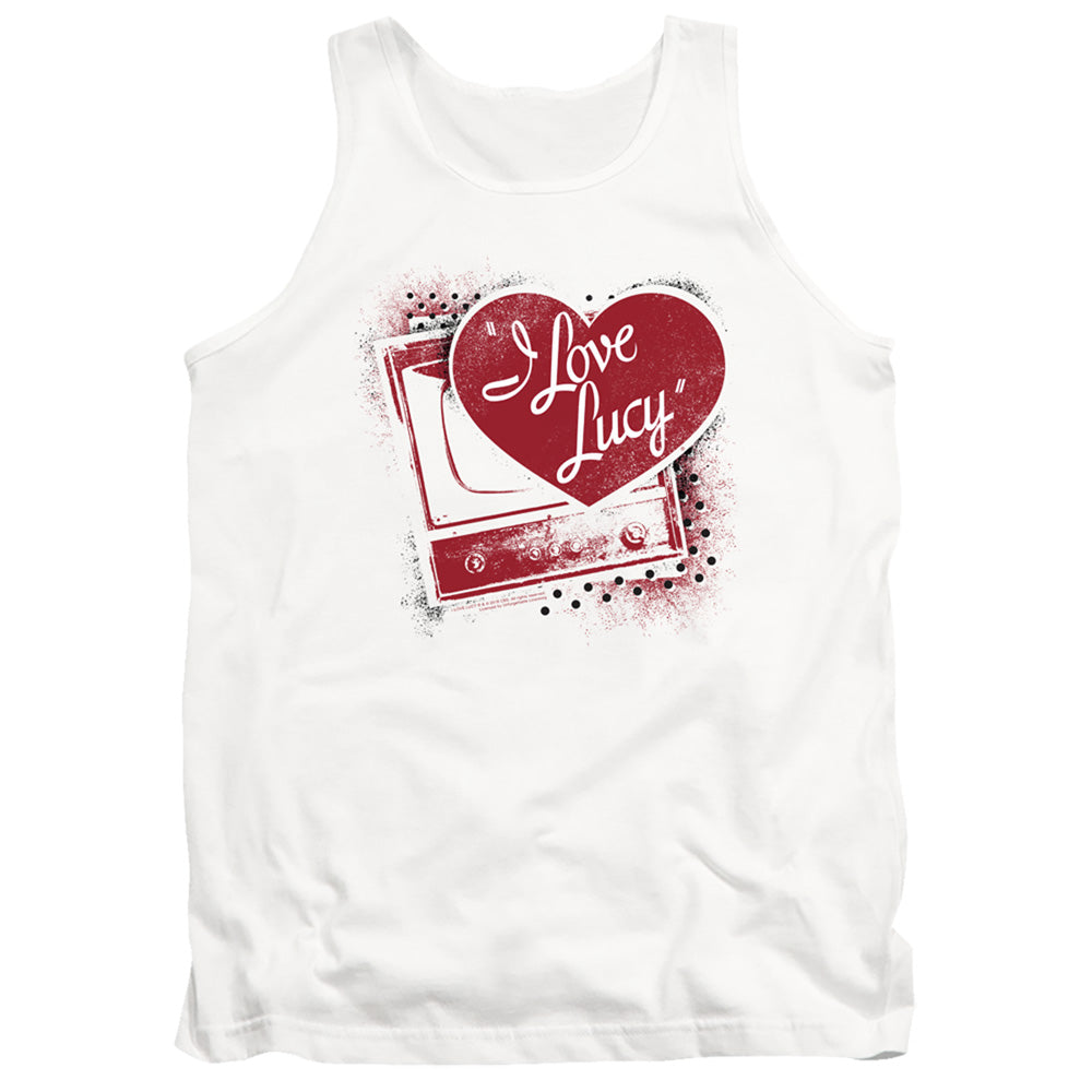 I Love Lucy Spray Paint Heart Mens Tank Top Shirt White