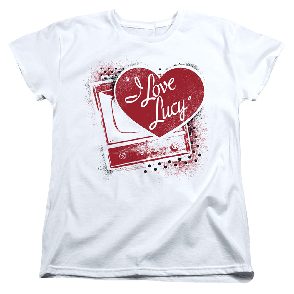 I Love Lucy Spray Paint Heart S S Women's Tee White