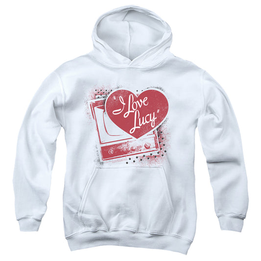 I Love Lucy Spray Paint Heart Kids Youth Hoodie White
