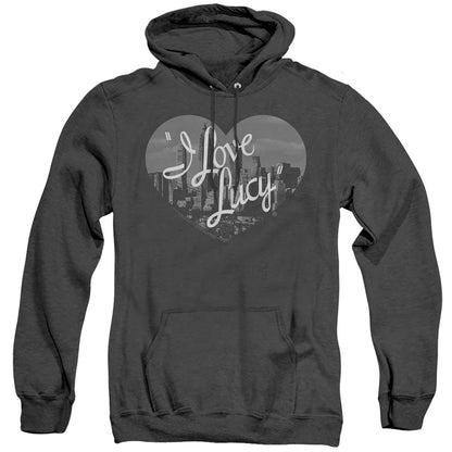 I Love Lucy Nostalgic City Mens Heather Hoodie Black Officially Licensed