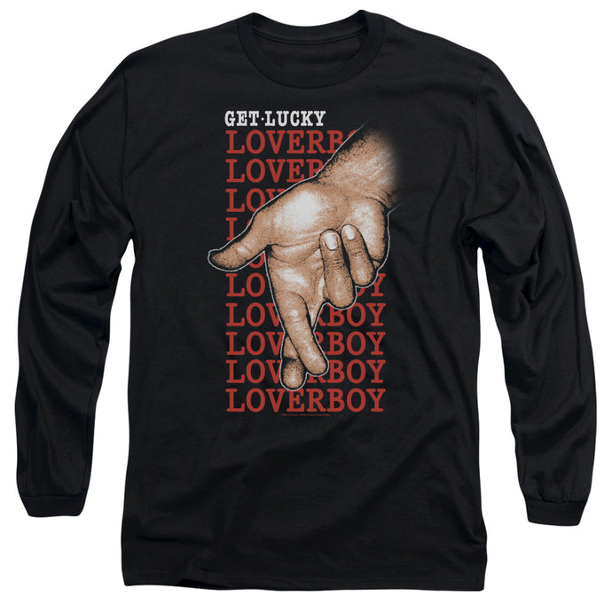 Loverboy Fingers Crossed Mens Long Sleeve Shirt Black