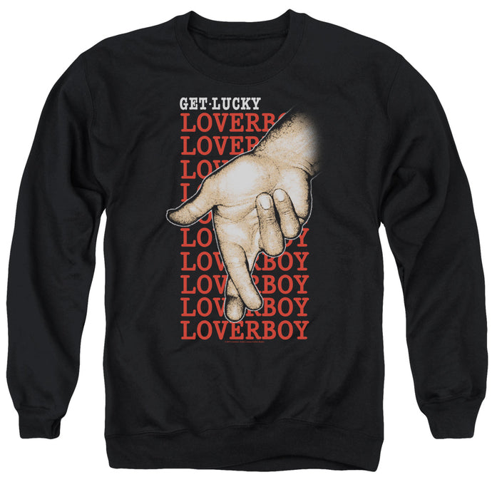 Loverboy Fingers Crossed Mens Crewneck Sweatshirt Black