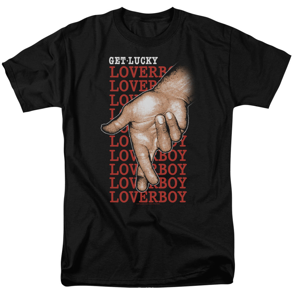 Loverboy Fingers Crossed Mens T Shirt Black