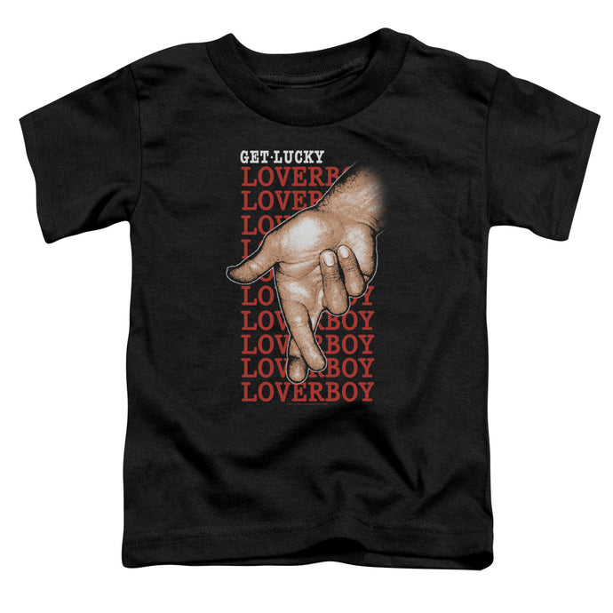 Loverboy Fingers Crossed Toddler Kids Youth T Shirt Black
