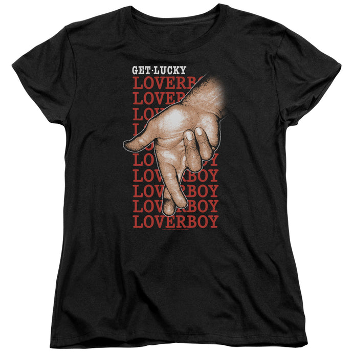 Loverboy Fingers Crossed Womens T Shirt Black