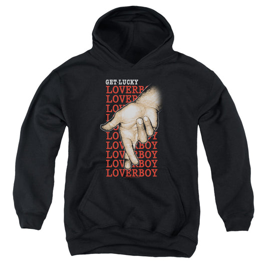 Loverboy Fingers Crossed Kids Youth Hoodie Black