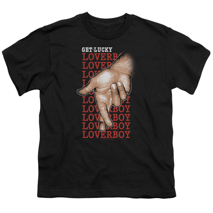 Loverboy Fingers Crossed Kids Youth T Shirt Black