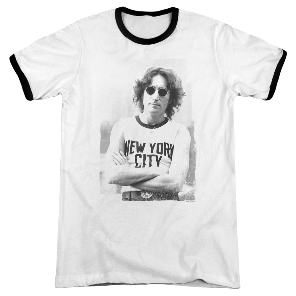 John Lennon New York Heather Ringer Mens T Shirt White