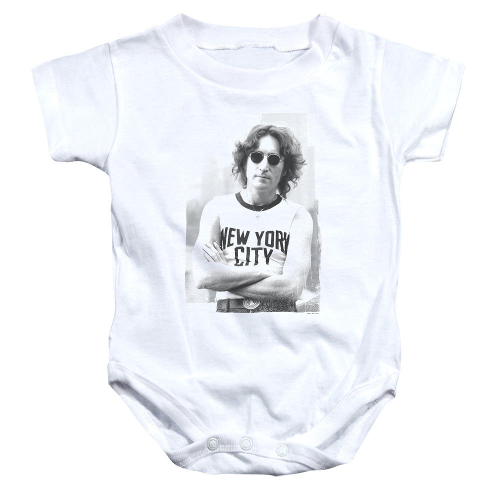 John Lennon New York Infant Baby Snapsuit White