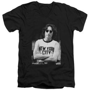 John Lennon New York Mens Slim Fit V-Neck T Shirt Black