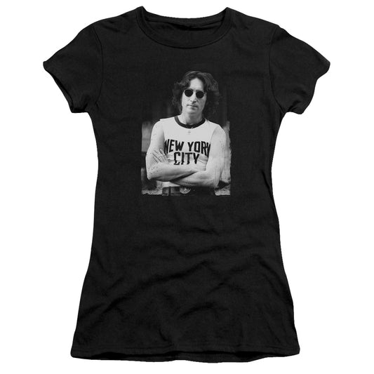 John Lennon New York Junior Sheer Cap Sleeve Womens T Shirt Black