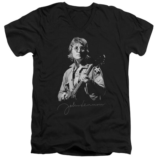 John Lennon Iconic Mens Slim Fit V-Neck T Shirt Black