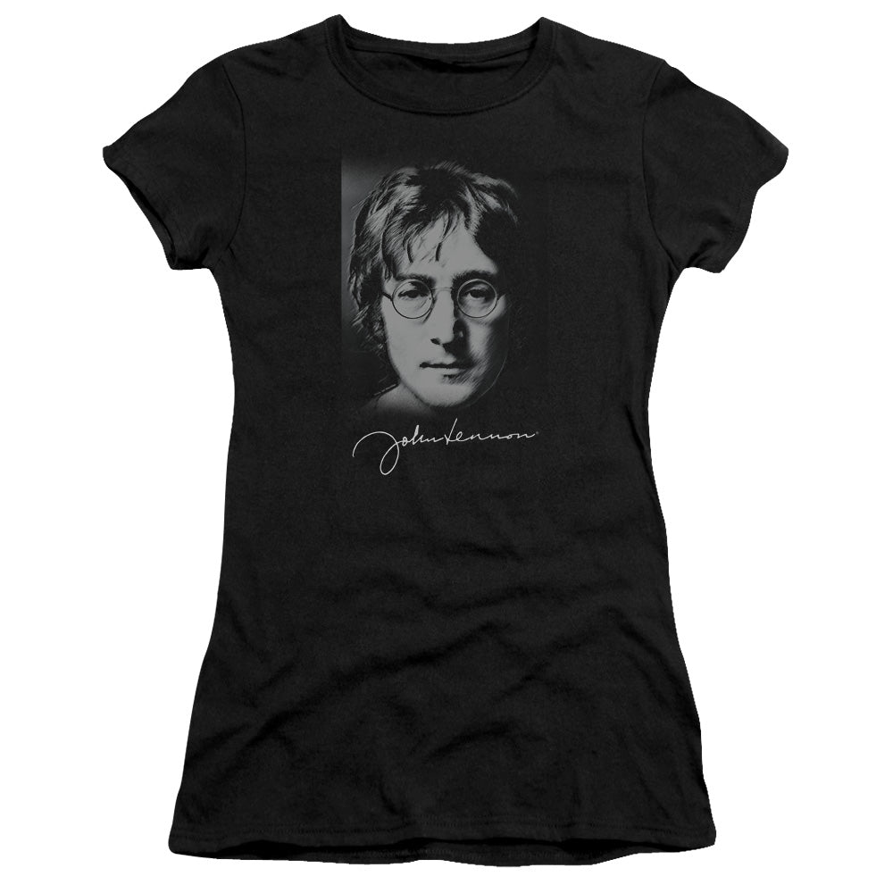 John Lennon Sketch Junior Sheer Cap Sleeve Womens T Shirt Black