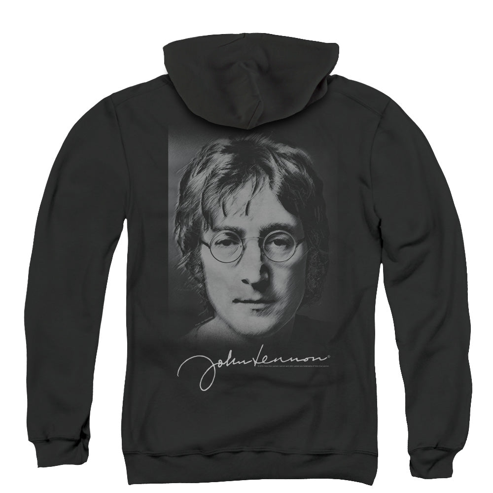 John Lennon Sketch Back Print Zipper Mens Hoodie Black