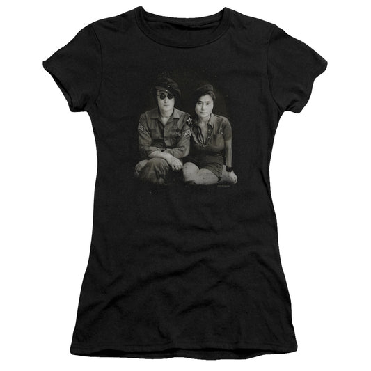 John Lennon Beret Junior Sheer Cap Sleeve Womens T Shirt Black