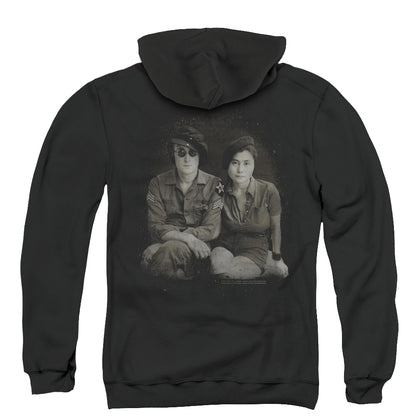 John Lennon Beret Back Print Zipper Mens Hoodie Black