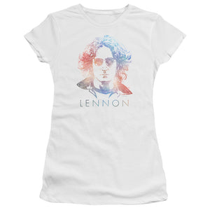 John Lennon Colorful Junior Sheer Cap Sleeve Womens T Shirt White